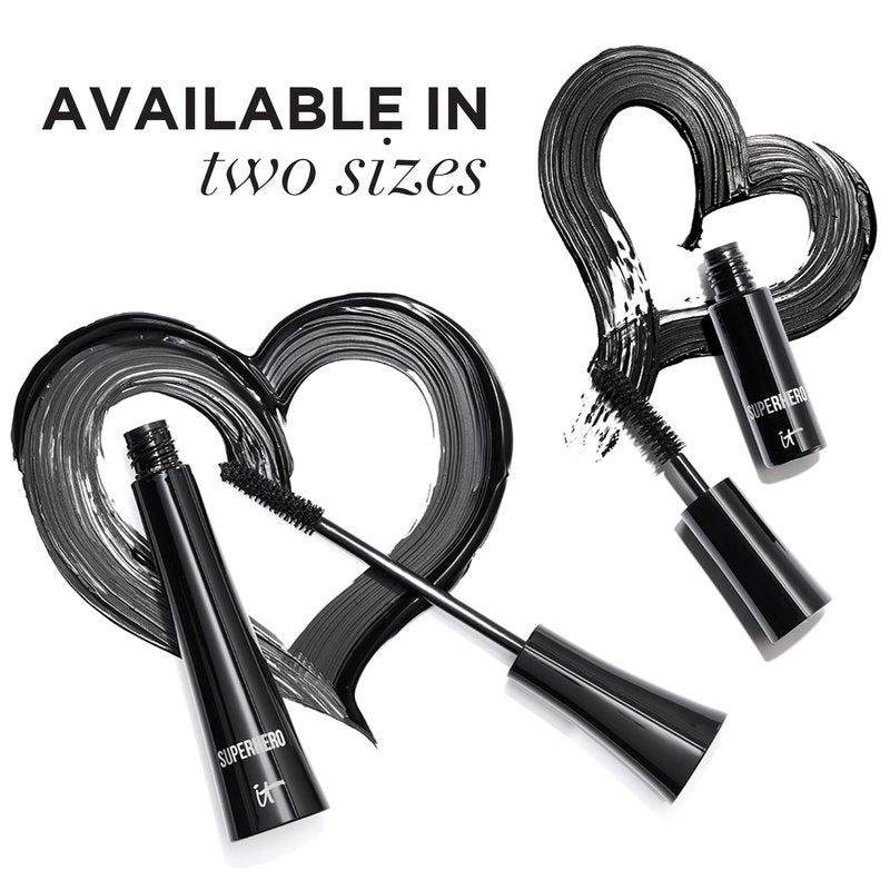 IT Cosmetics Superhero Mascara – Volumizing & Lengthening Black Mascara, Buildable Lash Volume, Collagen, Biotin, Peptides, Lifting & Curling Formula, Super Black Pigment - 0.3 fl oz