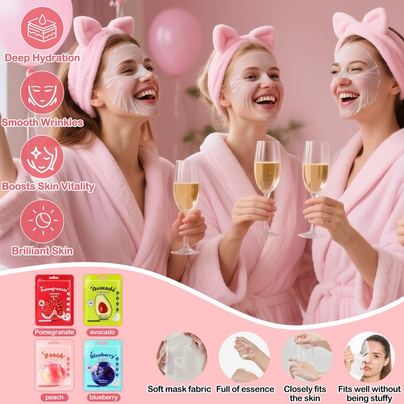 Ponhey 88 PCS Spa Party Supplies, Spa Party Favors Include Face Masks Skincare, Hand Cream, Lip Balm, Under Eye Patches, Lip Mask and Foot Bath Bombs, Spa Birthday Sleepover Party Supplies