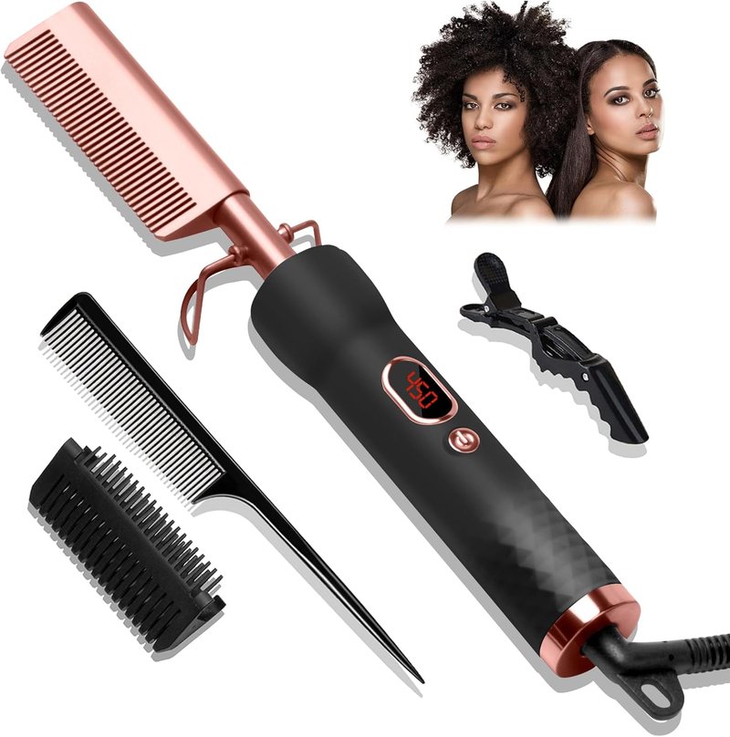 Heating Comb with 12 Temp Settings - 450°F Straightening & Curling Tool | 110-240V