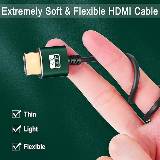 Thsucords Slim HDMI Cables 6.6FT 5Pack, Ultra Soft & Thin HDMI to HDMI Cord, Extreme Flexible & Skinny HDMI Wire Supports High Speed 4K@60Hz 18gbps 2160p 1080p