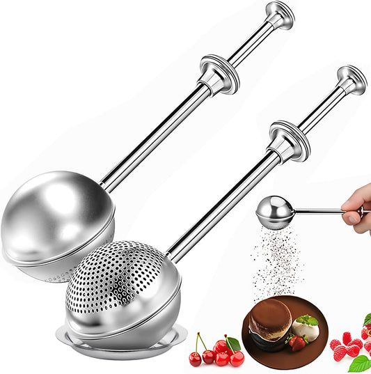 Skiennix Flour Sifter Set - One-Handed Operation Powdered Sugar Shaker for Baking | Stainless Steel Design