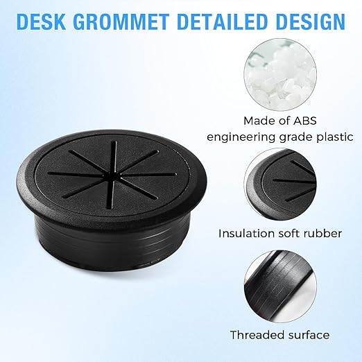 Desk Grommet 2-3/8" (60 mm), Desk Hole Cover for Cables Coffee, Cable Grommet ABS Plastic, Desk Hole Grommet for Office and Home Table Cable, Detachable & Flexible Cable Cord Organizer-4 Pcs