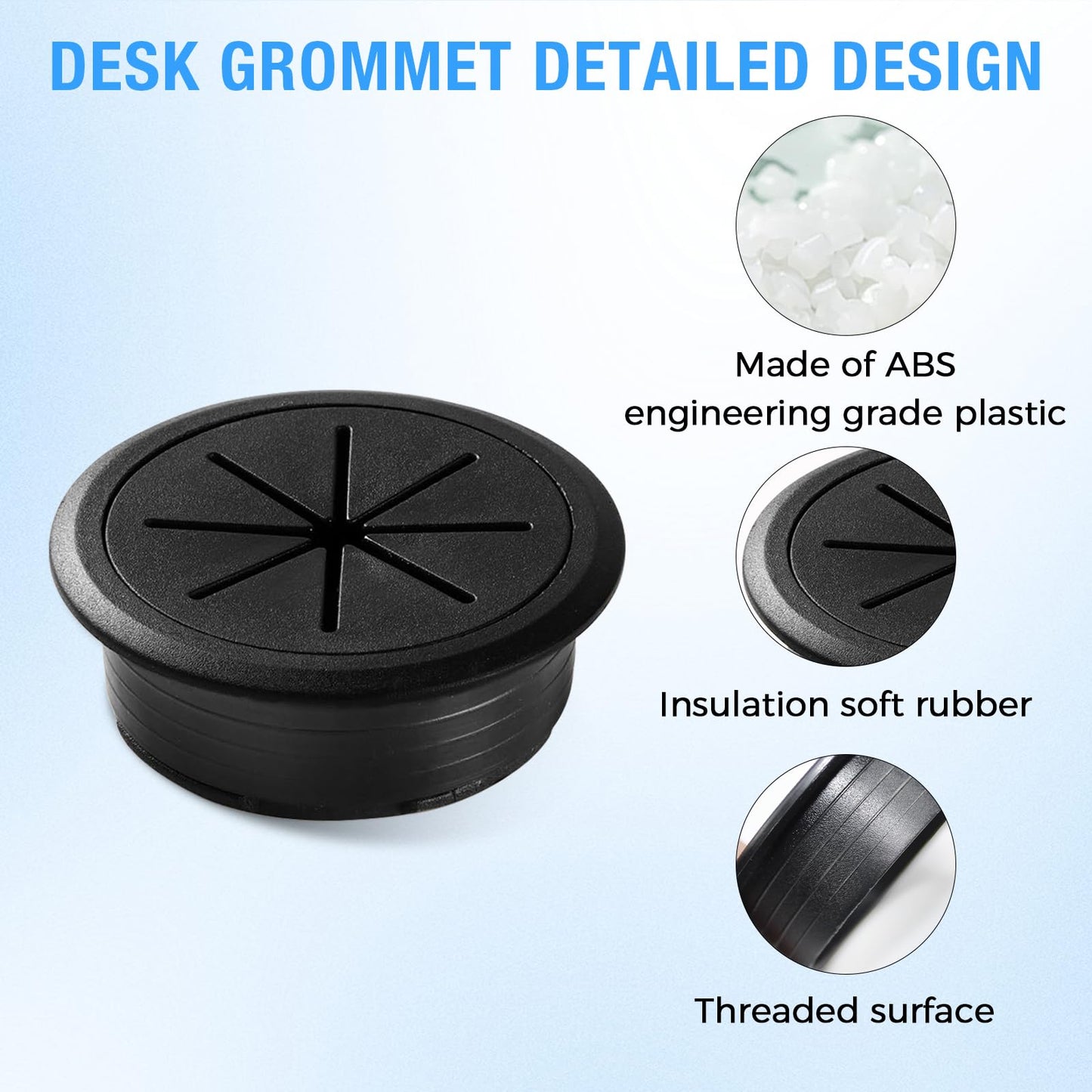 Desk Grommet 2" (50 mm), Desk Hole Cover for Cables Coffee, Cable Grommet ABS Plastic, Desk Hole Grommet for Office and Home Table Cable, Detachable & Flexible Cable Cord Organizer-4 Pcs
