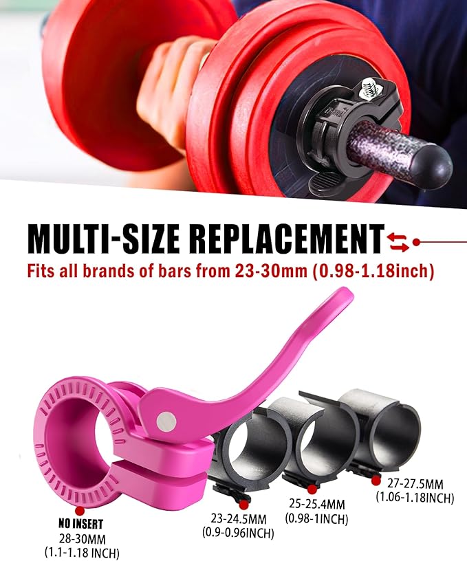ZY-HUAN Mini Pro Barbell Clips 1 inch I Multi-Size Adjustable Barbell Collar I 1 inch Barbell ClampsIQuick Release Weight Clips Pair of Locking for Dumbbell Bar (Rose)
