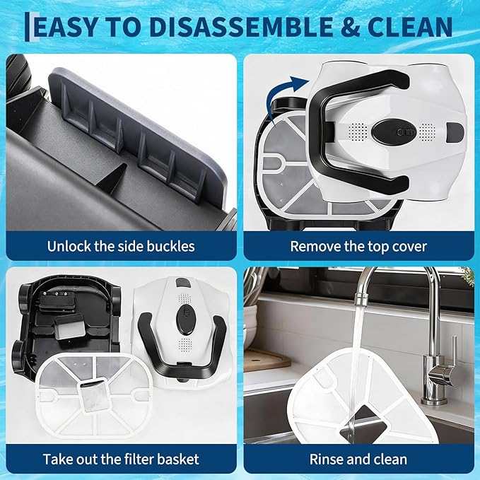 Robotic Pool Cleaners Cordless Robotic Pool Cleaner for Above Ground Pools - 130 Min Runtime, Self-Charging, Cleans Up to 860 Sq Ft, Lightweight & Portable Design