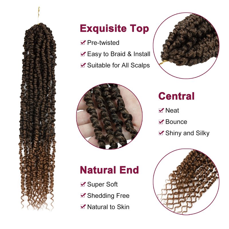 Passion Twist Hair - 8 Packs 22 Inch Passion Twist Crochet Hair For Women, Crochet Pretwisted Curly Hair Passion Twists Synthetic Braiding Hair Extensions (22 Inch 8 Packs, T30)