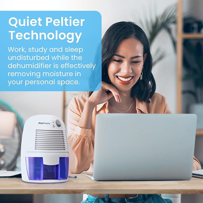Pro Breeze Electric Mini Dehumidifier for Home (215 sq.ft) 17oz Capacity, Energy Efficient, No Noise, Compact and Portable for High Humidity in Kitchen, Bedroom, Bathroom, Basement, RV, Office, Garage