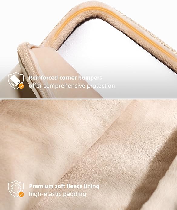 Sand Puffy Laptop Sleeve 16-Inch Fluffy Protective Sleeve for MacBook Pro 16/Air 15, Dell XPS 15, HP, for Travel & College