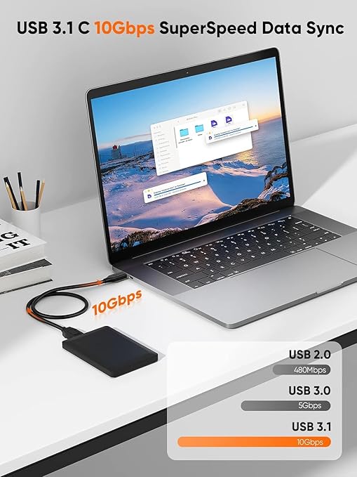 CableCreation USB C to Micro B Short Cable 4FT*2, 10G Micro B to USB C External Hard Drive Cable for iPhone 15/16/17,Samsung Galaxy S24,Seagate WD Westgate My Passport,MacBook Pro/Air, iPad/Tablet