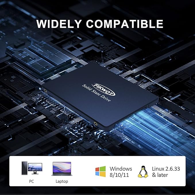 Fikwot FS810 512GB SSD, 2.5" SSD SATA III 6Gb/s, Solid State Drives, Up to 560MB/s, 3D NAND TLC Flash, Internal SSD for Desktops and Laptops(Black)