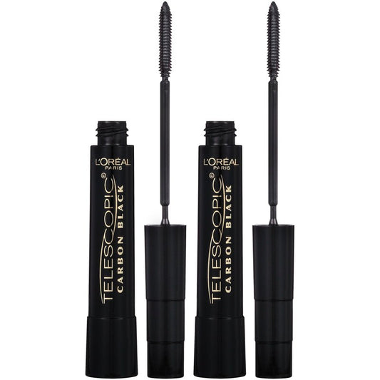 L’Oreal Paris Makeup Original Telescopic Mascara, Separating Mascara Volume and Length Formula, Washable, Carbon Black, 0.27 Fl Oz., 2 Count