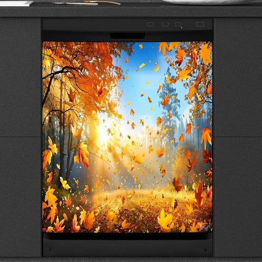 Autumn Forest Landscape Dishwasher Magnet Cover for The Front Magnetic Dishwasher Door Covers Dish Washer Sticker Wrap Home Decorative Appliances Panel Decal Kitchen Decor 23" x 26" (Magnetic)