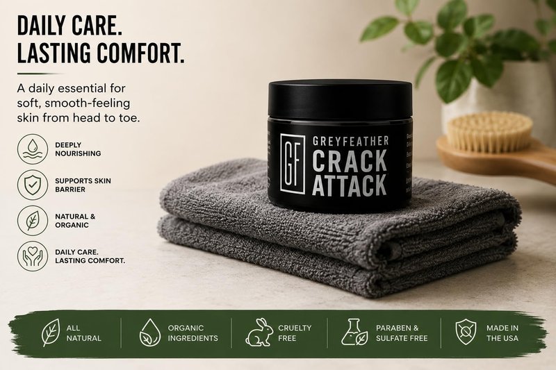 Greyfeather Crack Attack Hand Cream for Dry Cracked Hands – Working Hands Cream Travel Size with Shea Butter & Vitamin E – Non-Greasy Fast Absorbing Intensive Hand Lotion & Moisturizer for Men Women