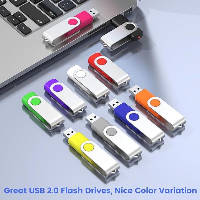 ABLAZE 128MB Flash Drive 500 Pack, USB 2.0 Memory Stick with Lanyards Swivel Thumb Drives Bulk Pendrive U Disk for Data Storage (Mixcolors)