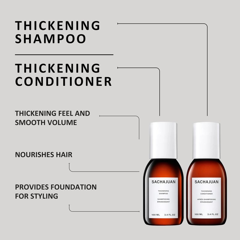 SACHAJUAN Thickening Shampoo and Conditioner Set | Ocean Silk & Thickening Technology to Add Volume and Nourish Hair | Heat & UV Protection | Vegan & Paraben-Free | Set of 2 (3.4 oz)