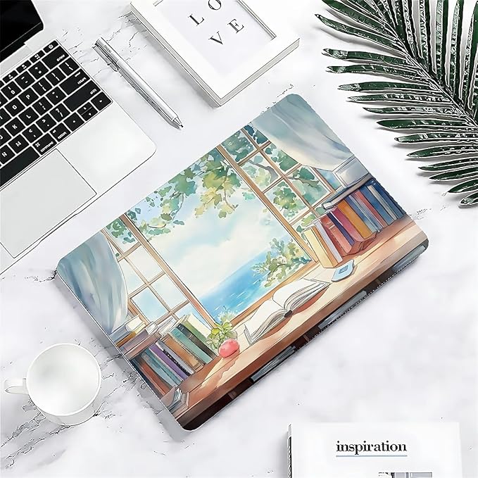 COTAIL Compatible with MacBook Air 13.3 13.6 Inch Case 2022 2021 2020 2019 Plastic Hard Shell Case Cover,13.3 Pro(A1706/A1708/A1989/A2159/A2289/A2338), Books and a Window
