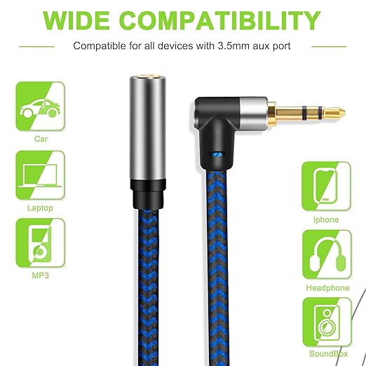 GGMTY 3.5mm Male to Female Extension Stereo Audio Extension Cable 15FT, Cotton-Braided Audio Extension Cable, Stereo Jack Cord for Phones, Headphones, Speakers, Tablets, PCs and More