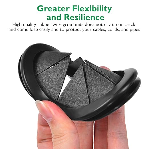 EASYEAH Rubber Grommets for Wiring, 1-9/16 Inch Drill Hole, 1-3/8 Inch ID, Firewall Grommets Automotive Cable Cords Hoses Protection, Double-Sided Rubber Plugs for Round Holes, 6 Pcs, 35x40 mm