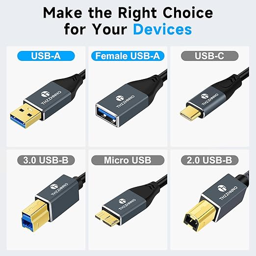 Thzzhnno Coiled USB Extension Cable, 5Gbps Retractable USB A Male to Female Data Transfer Cord for Keyboard, Mouse, PlayStation, Xbox, Flash Drive, Printer, Camera(Extend up from 0.75FT to 3.3FT)