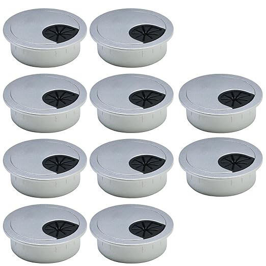 EASYEAH 10 Pcs Desk Grommet 2-1/16" / 53 mm, Desk Cord Hole Cover, Cable Grommet ABS Plastic, Desk Hole Grommet for Home & Office Pc, Detachable Cable Cord Organizer-Silver Sand