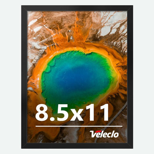 Veleclo 8.5x11 Picture Frame for Wall Display, 8.5x11 Black Frame with Shatter Resistant Plexiglass, Stable and Sturdy 8.5 x 11 Poster Frame for Wall Display, Handpicked Gift Collection, 1 Pack