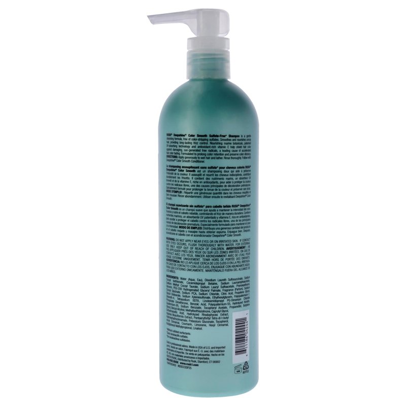 RUSK Deepshine Color Smooth Sulfate Free Shampoo, Long Lasting, Nourishes Hair, Controls Frizz and Protects Color, 25 fl. oz.