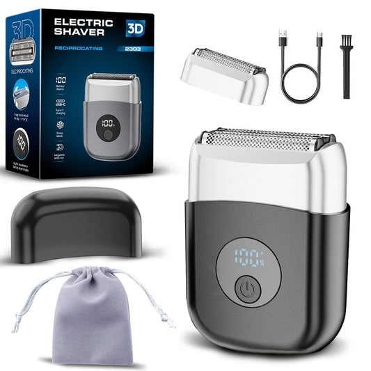 Mini Triple Foil Shaver for Men: Electric Razor｜Ergonomic Grip｜IPX7 Waterproof｜120min Runtime｜Fast USB-C Charge｜Perfect Gift for Travel Business Trip