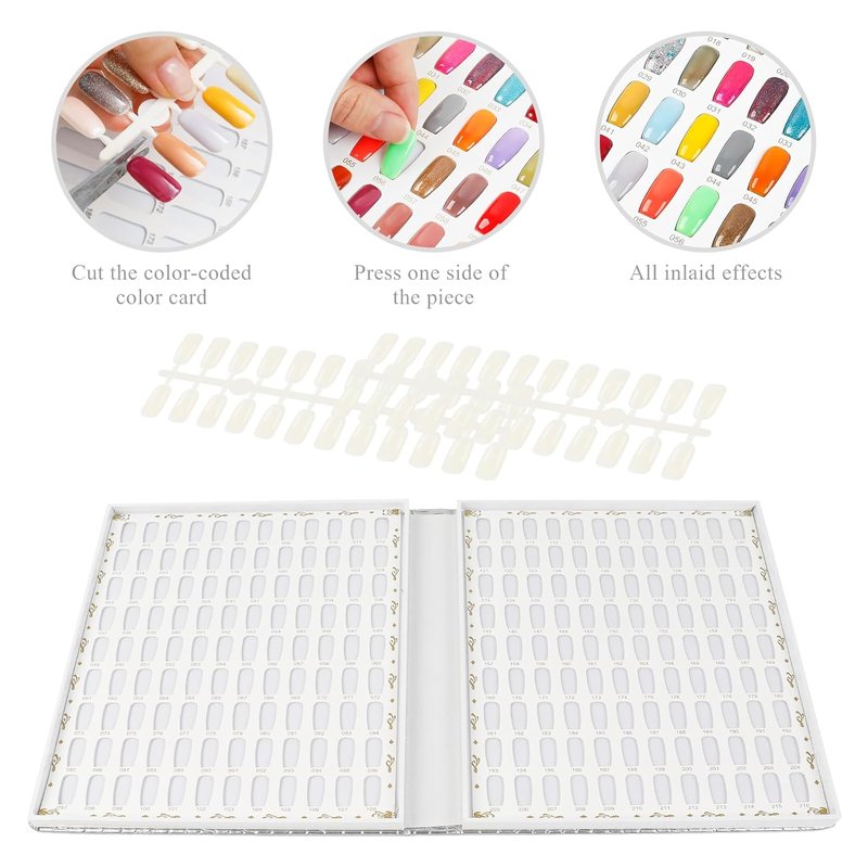Nail Display Chart - 216 Colors Gel Polish Organizer with 240 False Nail Tips | Silver, 2 Pack