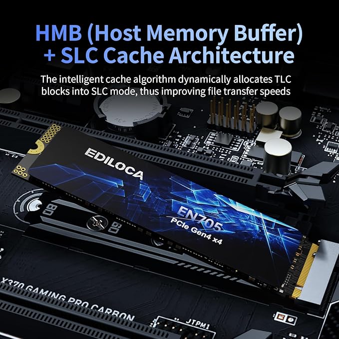 Ediloca 1TB SSD NVMe M.2 2280 PCIe Gen4 x4 Internal Solid State Drive - Up to 5000MB/s, 1TB SSD PS5 Dynamic SLC Cache, PS5 Compatible for Gaming PC Laptop(EN705)