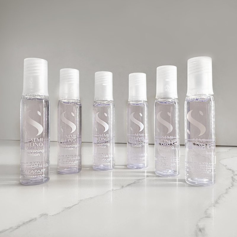 Alfaparf Milano Semi di Lino Density Thickening Serum with Heat Protection – Leave-In for Fine and Thinning Hair - Plumps with Peptide and Amino Acids - Adds Volume, Body, Shine - 6 Vials