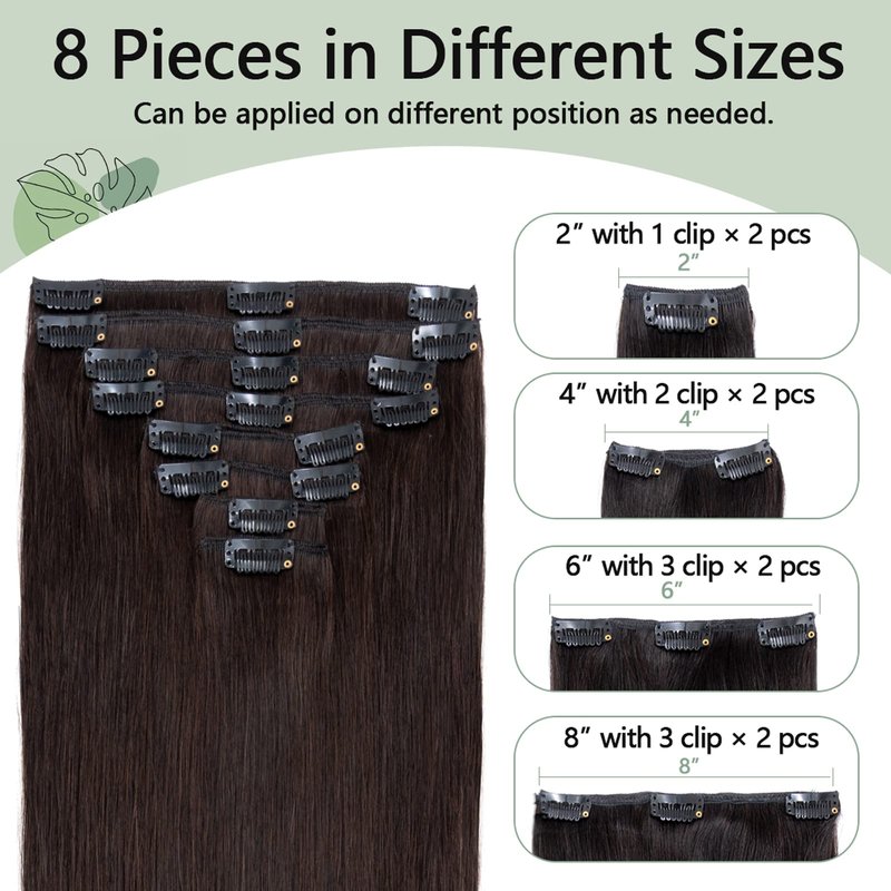 S-noilite Clip in Hair Extensions Human Hair Dark Auburn Human Hair Short Hair Clip in Extensions Full Head 8 Pieces/18 Clips 100% Real Human Hair Silky Straight 10"-70g Dark Auburn (#33)
