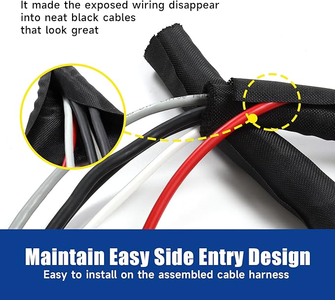 Automotive Wire Sheathing Split Wire Loom Braided Mesh Woven Cable Sleeve for Wires/Cable Cord Protector (5/16" - 36 Feet)