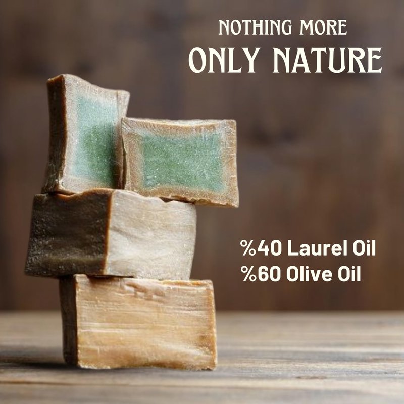 Aleppo Soap Bar,%40 Laurel Oil%60 Virgin Olive Oil, Natural Handmade, Crafted using the Original Ancient Recipe, Gentle for Face, Body, Hair (7oz Each (Pack of 2))