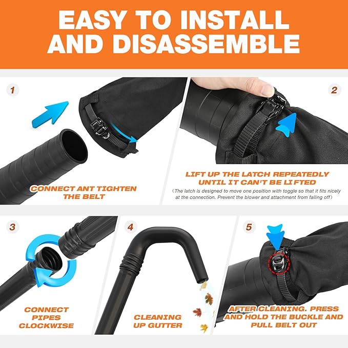 Sealegend Universal Gutter Cleaning Kit for Leaf Blowers with New Supportive Structure Vacuum Attachment for Blower Gutter Cleaning Tools from The Ground Leaf Reomver, 11 Feet