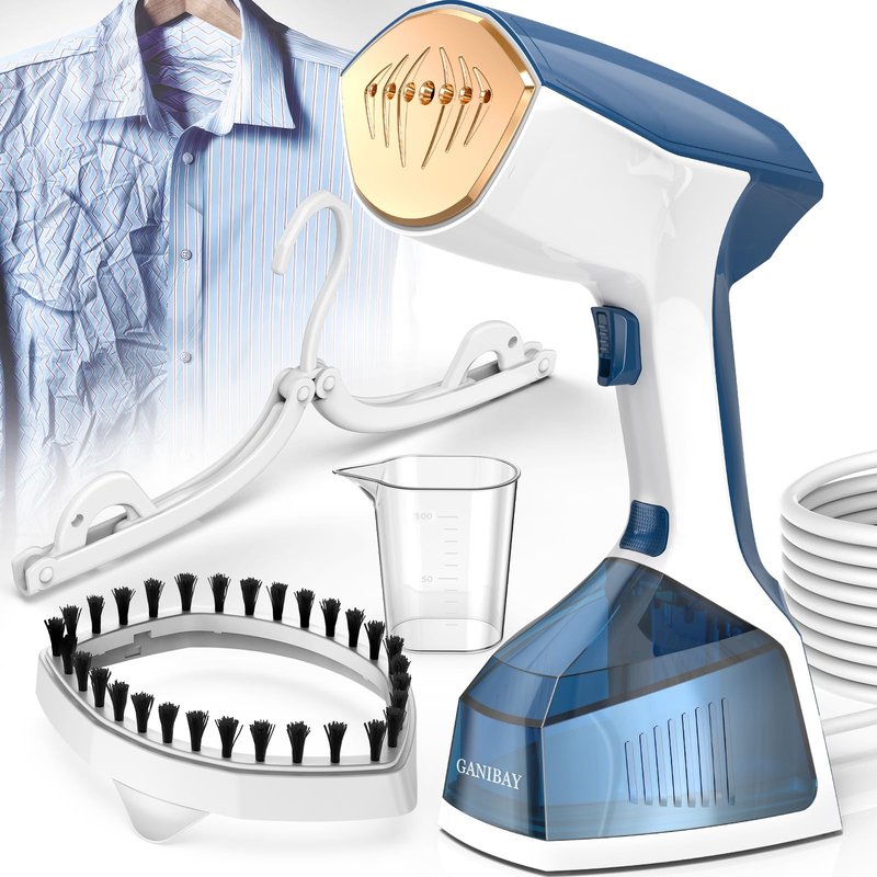 Steamer for Clothes, 1600W Handheld Clothes Steamer with 360ml Tank, Fast Heat-Up Portable Garment Steamer with LCD, Auto-Off, 2 in 1 Fabric Wrinkle Removes with Folding Hanger and Brush