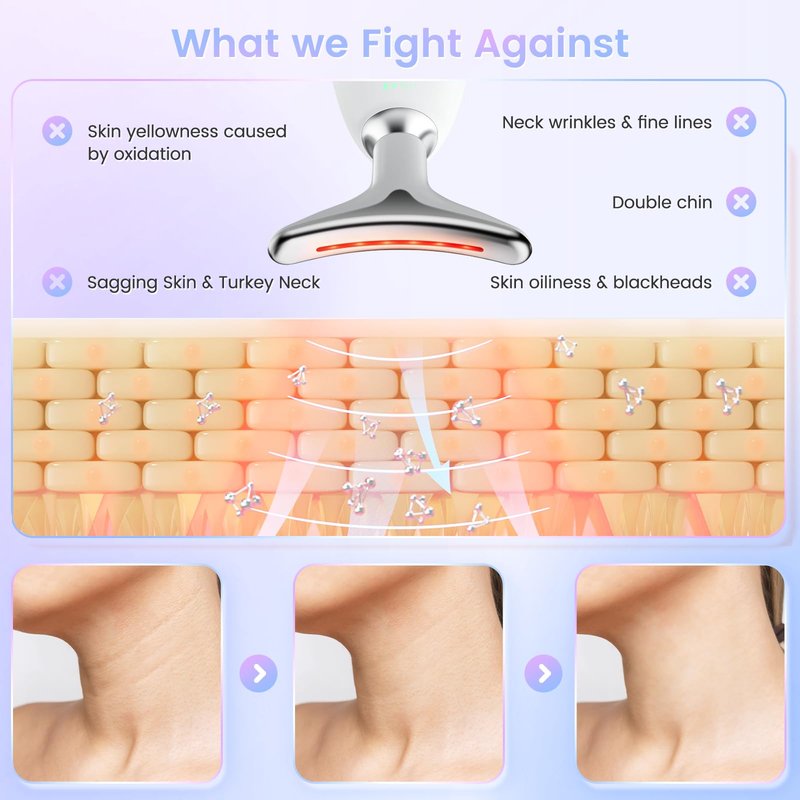 SEELE 2025 Upgrade Neck and Face Massager, 7-Color Light and Thermal Care, Enhances Skin Radiance and Relaxation, Ideal for Home and Travel Use