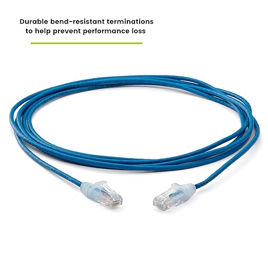 TRUECABLE Cat6 Component Rated Patch Cable, Unshielded (U/UTP), 10ft, Blue, 28AWG Stranded Pure Copper, Snagless 10G High-Speed Ethernet Cable, PoE++ 4PPoE 100W, UL Listed, RoHS-3, 5 Pack