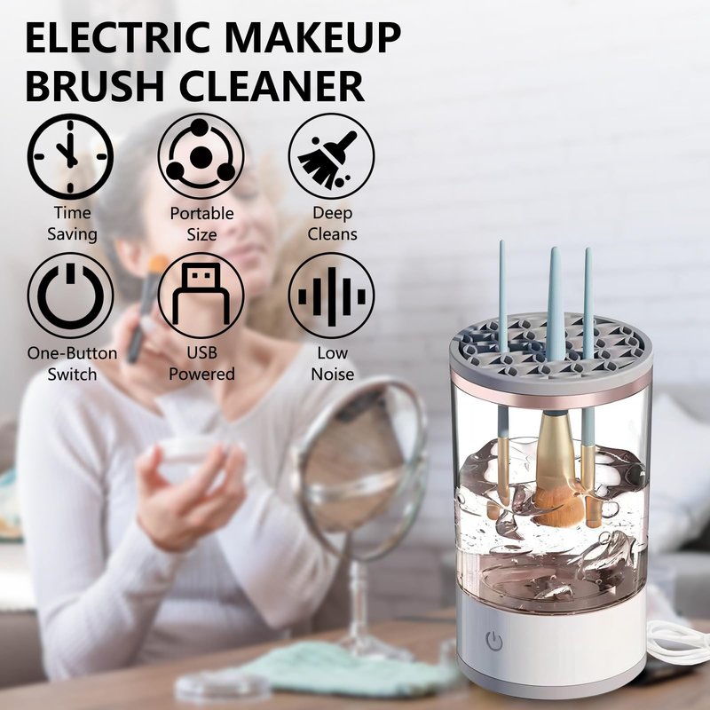 WALULAN Makeup Brush Cleaner, Automatic Brush Washer, Quick Dry Rechargeable Power Cleaning Brushes
