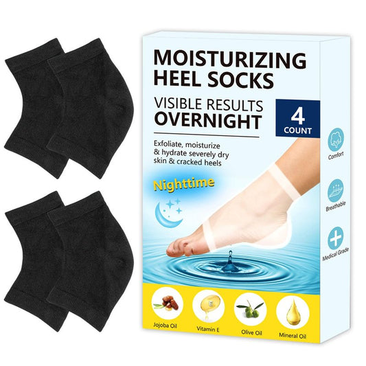 Yoosolle Health Moisturizing Gel Heel Socks for Dry Cracked Feet - 2 Pairs - Spa Socks for Cracked Heel Treatment - Heal Dry Heels - Night Care Skin - Foot Care for Women & Men (Regular, Black), Gery