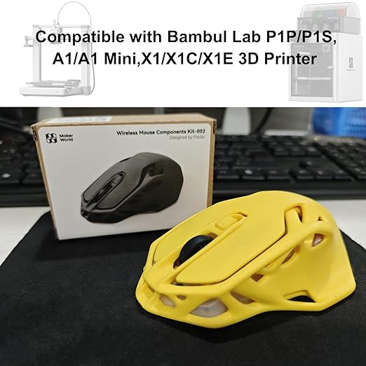 Wefuit for Bambu Lab Original Makerworld MH002 3D Printed Wireless Mouse Model Components DIY Creative Models-Compatible with Bambulab P1P/P1S,A1/A1 Mini,X1/X1C/X1E