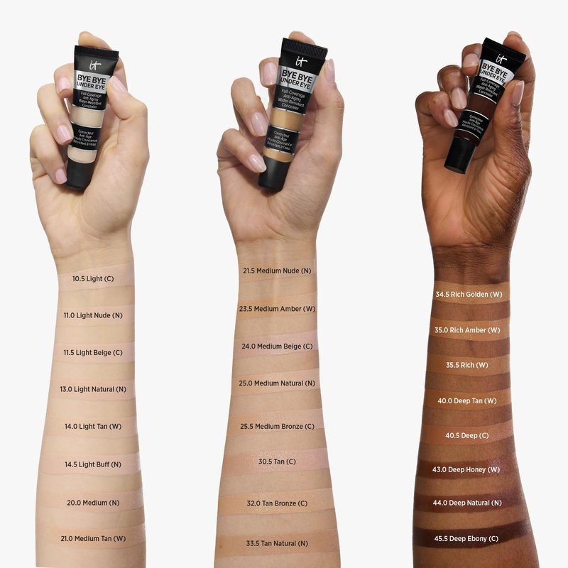 IT Cosmetics Bye Bye Under Eye Concealer (Rich Golden) - Waterproof, Full Coverage Brightening Concealer For Dark Circles, Fine Lines, Redness & Discoloration, Anti-Aging, 24H Wear - 0.4 fl oz