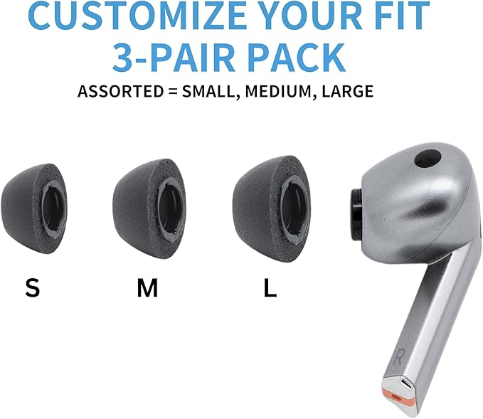 Comply TrueGrip | Premium Memory Foam Replacement Earbud Tips for Samsung Galaxy Buds4 Pro & Buds3 Pro | Long-Lasting Comfort, Secure Fit, Noise Isolation | Black (Large) (3 Pairs)