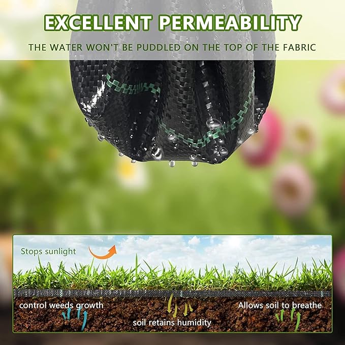 1.4ftx50ft Weed Barrier Landscape Fabric Heavy Dutyï¼Weed Block Gardening Ground Cover Mat, Weed Control Garden Cloth ï¼Woven Geotextile Fabric for Underlaymentï¼Commercial Driveway Fabric