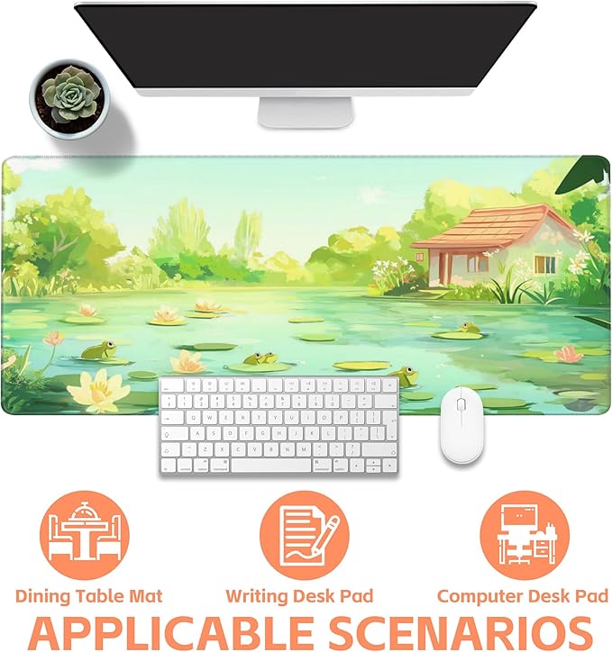 NIYLYNSYN Mouse Pad Large Frog in The Water Non-Slip Game Desk Mat with Stitched Edge Laptop Keyboard Desk Pad for Work Home Gaming (35.4 x 15.7 Inches)