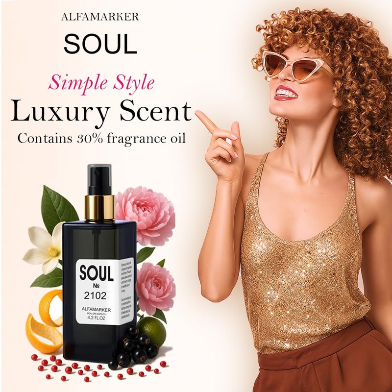 ALFAMARKER SOUL №2102 Money – Perfume for Women | Long Lasting Eau de Parfum Spray 4.0 Fl Oz / 120ml | Boutique-Inspired Musk Floral Women’s Fragrance
