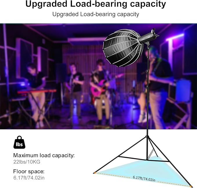 20FT Heavy Duty Tripod Stand with Rope, Spring-Assisted Telescoping Aluminum, 1/4" & 3/8" Screws, Portable for Sports & Outdoor Shooting