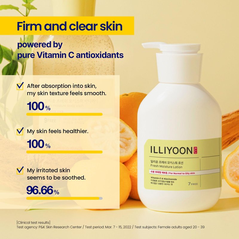 Illiyoon Fresh Moisture Lotion | High Moisturizing Effect For Damaged and Rough Skin, Fast absorbing, 24hr lasting hydration, Vitamin C, Korean Skincare, 11.83 fl.oz.