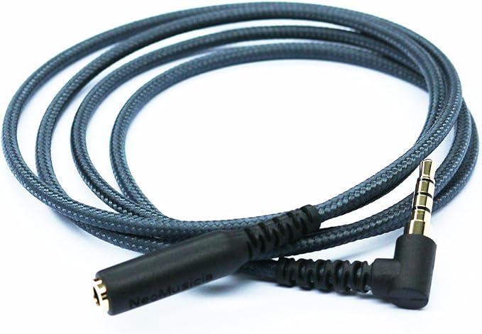 KetDirect 100cm(3.2ft) Right Angle 4 Pole 3.5mm 1/8 inch Male to 4 Pole 3.5mm 1/8 inch Female Stereo Audio Headphone Earphone Extension Cable Adapter Cord Tangle-Free Braided Wire