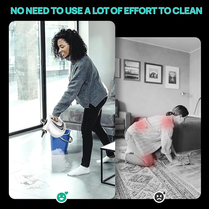 Steam Cleaner, Pressurized Multi-Surface Natural Handheld Steam Cleaner for home with 12pcs Accessories & Safety Lock â Steamer for Cleaning Home Use, Tile, Grout, Window