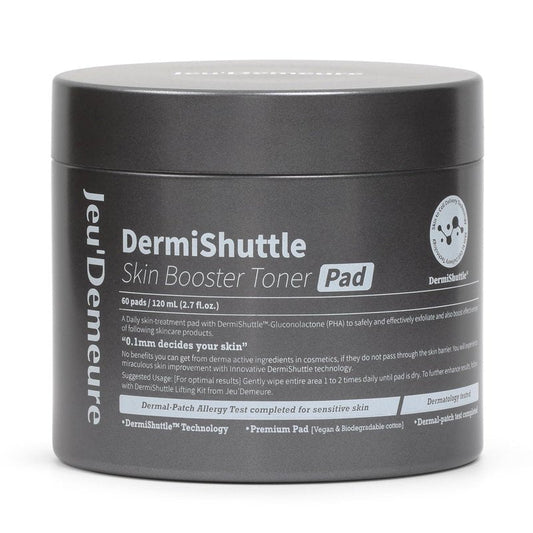 JEU'DEMEURE DermiShuttle Skin Booster PHA Premium Toner Pads, Exfoliating, Minimizing Pores, Dead Skin & Blackheads,100% Cotton Facial Pad, For Sensitive Skin, Korean Skin Care, 60 Pads 2.7 fl.oz
